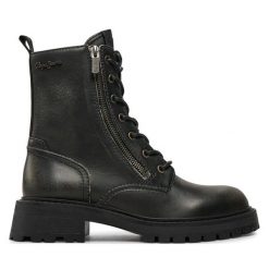 Trapery Pepe Jeans. Czarne traperki Pepe Jeans, bez wzorów, z jeansu, bez obcasa, bez zapięcia. Za 829.99 zł.