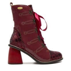 Botki Laura Vita. Czerwone botki LAURA VITA, bez wzorów, bez obcasa, na słupku, bez zapięcia. Za 309.99 zł.