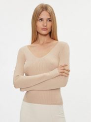 ONLY Sweter 15302350 Beżowy Regular Fit. Brązowe swetry ONLY, xl, bez wzorów, z wiskozy, bez ramiączek. Za 79.99 zł.