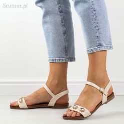 Beżowe płaskie sandały damskie S.Barski Ss27-79. Brązowe sandały S.BARSKI, bez wzorów, ze skóry, bez obcasa, na obcasie, bez zapięcia. Za 109.00 zł.