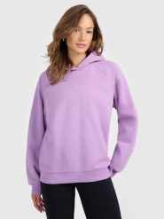 4F Bluza dresowa nierozpinana z kapturem damska - fioletowa XL. Fioletowe bluzy z kapturem 4f, xl, bez wzorów, z dresówki, z kapturem. Za 159.99 zł.