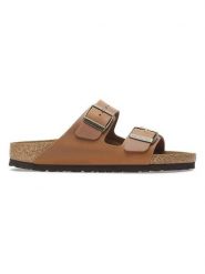 Birkenstock Skórzane klapki "Arizona" w kolorze jasnobrązowym rozmiar: 42. Brązowe klapki Birkenstock, bez wzorów, klasyczne, z otwartym noskiem, bez obcasa, bez zapięcia. Za 426.95 zł.