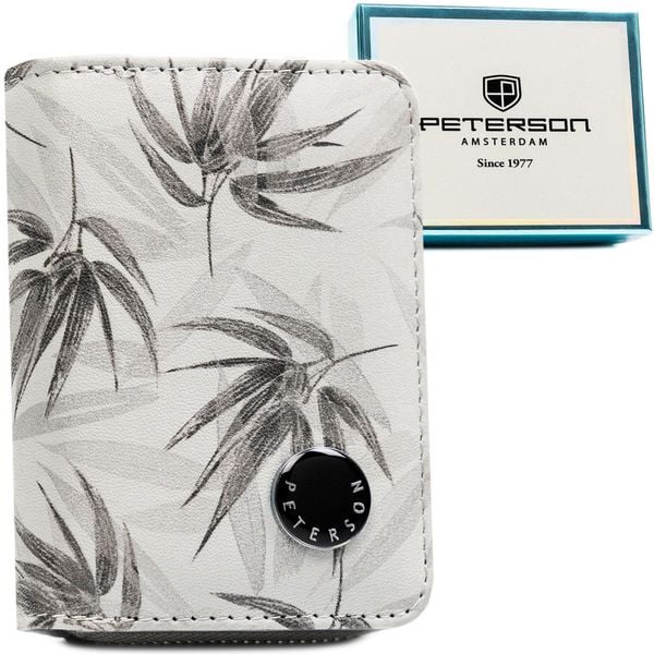 Mały, biały portfel damski ze skóry ekologicznej i naturalnej PTN PX33-1-NPK Peterson. Białe portfele bez wzorów, ze skóry ekologicznej. Za 81.99 zł.