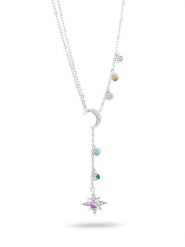 CHARM'S Srebrny naszyjnik z elementami ozdobnymi - dł. 47 cm rozmiar: onesize. Szare naszyjniki CHARM'S, z materiału, z cyrkonią, srebrne. Za 132.36 zł.