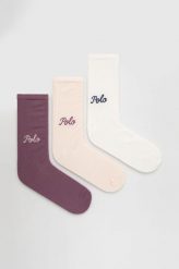 Polo Ralph Lauren skarpetki 3-pack damskie kolor różowy. Czerwone skarpetki Polo Ralph Lauren, bez wzorów. W wyprzedaży za 119.99 zł.