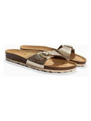 Sunbay Klapki "Jasmin" w kolorze złotym rozmiar: 37. Żółte klapki Sunbay, bez wzorów, klasyczne, z otwartym noskiem, bez obcasa, bez zapięcia. Za 134.95 zł.