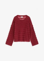 Sweter oversize, półprzezroczysty. Fioletowe swetry bonprix, bez wzorów, bez ramiączek. Za 149.99 zł.