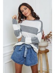 So Cachemire Sweter "Epi" w kolorze biało-szarym rozmiar: S. Białe swetry So Cachemire, s, bez wzorów, z kaszmiru, bez ramiączek. Za 231.68 zł.