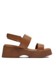 Aldo Sandały Thilda 13734054 Brązowy. Brązowe sandały Aldo, bez wzorów, ze skóry, bez obcasa, na koturnie, bez zapięcia. Za 189.99 zł.