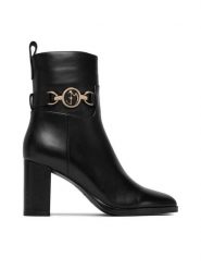 Eva Minge Botki EO-YARA-687-0602 Czarny. Czarne botki Eva Minge, bez wzorów, ze skóry, bez obcasa, na słupku, bez zapięcia. Za 579.99 zł.