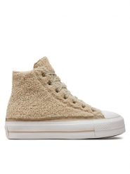 Converse Trampki Chuck Taylor All Star Lift Platform Sherpa A05509C Beżowy. Brązowe trampki Converse, bez wzorów, z materiału, retro, bez zapięcia. Za 639.99 zł.
