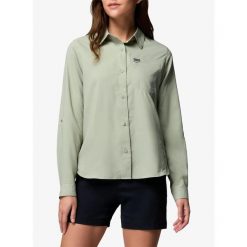 Koszula podróżnicza damska Columbia Silver Ridge Utility II LS Shirt. Zielone koszule Columbia, bez wzorów, sportowe, bez kołnierzyka, bez ramiączek. Za 330.69 zł.