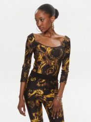 Versace Jeans Couture Body 76HAM221 Czarny Slim Fit. Czarne body i gorsety Versace Jeans Couture, bez wzorów, z jeansu, bez ramiączek. Za 399.99 zł.
