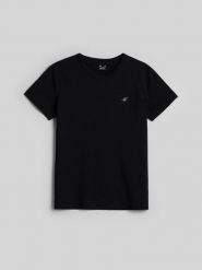 4F T-shirt regular gładki damski - czarny XL. Czarne t-shirty 4f, uniwersalny, bez wzorów, z bawełny, klasyczne, bez kołnierzyka, bez ramiączek. Za 49.99 zł.