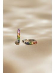 DIAMANTA Złote kolczyki-kreole "Colorful Love" z szafirami rozmiar: onesize. Szare kolczyki DIAMANTA, z szafirem, złote. Za 1,239.99 zł.