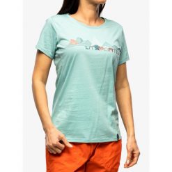 Koszulka wspinaczkowa damska La Sportiva Peaks T-Shirt. Niebieskie t-shirty sportowe La Sportiva, bez wzorów, bez ramiączek. Za 156.99 zł.