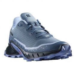 Buty do biegania damskie Salomon Alphacross 5. Niebieskie buty do biegania Salomon, bez wzorów, z materiału, bez zapięcia, do biegania. Za 489.99 zł.