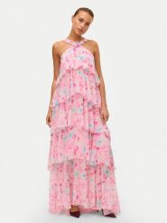 Vero Moda Sukienka wieczorowa Felicia 10295237 Różowy Slim Fit. Czerwone sukienki Vero Moda, s, bez wzorów, z syntetyku, wizytowe, bez kołnierzyka, bez ramiączek. Za 439.99 zł.