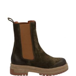 ZIELONE BOTKI 13220 CAMO VERDE. Zielone botki Venezia, bez wzorów, ze skóry, bez obcasa, bez zapięcia. Za 279.00 zł.