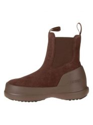 Moon Boot Skórzane botki "Luna Chelsea Suede" w kolorze jasnobrązowym rozmiar: 39. Brązowe botki Moon Boot, bez wzorów, bez obcasa, bez zapięcia. Za 550.36 zł.