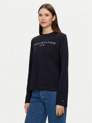 Tommy Hilfiger Bluzka Logo WW0WW43620 Granatowy Regular Fit. Niebieskie bluzki Tommy Hilfiger, s, bez wzorów, z bawełny, bez kołnierzyka, bez ramiączek. Za 129.99 zł.