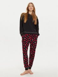 DKNY Piżama YI90025 Czarny Regular Fit. Czarne piżamy DKNY, l, bez wzorów, z wiskozy, bez kołnierzyka, bez ramiączek. Za 499.99 zł.