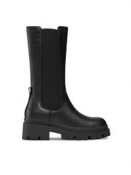 ONLY Kozaki 15304996 Czarny. Czarne kozaki ONLY, bez wzorów, ze skóry, bez obcasa, na płaskiej podeszwie, bez zapięcia. Za 349.99 zł.