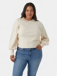 Vero Moda Curve Sweter 10291293 Beżowy Regular Fit. Brązowe swetry Vero Moda Curve, bez wzorów, z syntetyku, bez ramiączek. Za 99.99 zł.