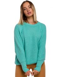 Made of emotion Sweter w kolorze turkusowym rozmiar: S/M. Niebieskie swetry Made Of Emotion, m, bez wzorów, ze splotem, bez ramiączek. Za 149.66 zł.