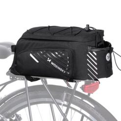 Torba rowerowa na bagażnik Wozinsky wodoodporna 9 L. Czarne torebki klasyczne Wozinsky, bez wzorów, sportowe, bez dodatków. Za 119.00 zł.