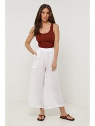 Lin Passion Lniane spodnie w kolorze białym rozmiar: 40/42. Białe spodnie materiałowe Lin Passion, bez wzorów, ze lnu, klasyczne, z standardowym stanem. Za 121.99 zł.