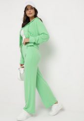 Jasnozielony Komplet Dresowy Bluza z Kapturem Rozpinana i Szerokie Spodnie Avesmira. Zielone bluzy Born2be, m, bez wzorów, z dresówki, bez ramiączek, z kapturem. W wyprzedaży za 76.49 zł.