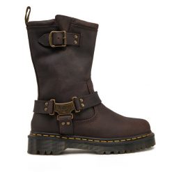 Botki Dr. Martens. Brązowe botki Dr Martens, bez wzorów, bez obcasa, na płaskiej podeszwie, bez zapięcia. Za 1,179.00 zł.