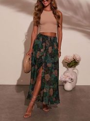 Milan Kiss Spódnica w kolorze zielono-granatowym rozmiar: XL. Niebieskie spódnice Milan Kiss, xl, bez wzorów, maxi. Za 139.87 zł.