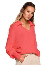 Made of emotion Sweter w kolorze brzoskwiniowym rozmiar: L/XL. Pomarańczowe swetry Made Of Emotion, l, bez wzorów, ze splotem, bez ramiączek. Za 154.07 zł.