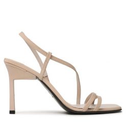 Sandały Calvin Klein. Brązowe sandały Calvin Klein, bez wzorów, bez obcasa, na szpilce, bez zapięcia. Za 559.99 zł.