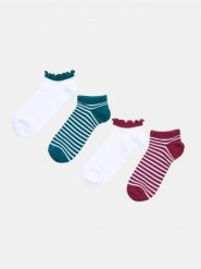 Prążkowane skarpetki stopki z bawełną 4 pack - wielobarwny. Skarpetki Sinsay, bez wzorów, z bawełny. Za 12.99 zł.