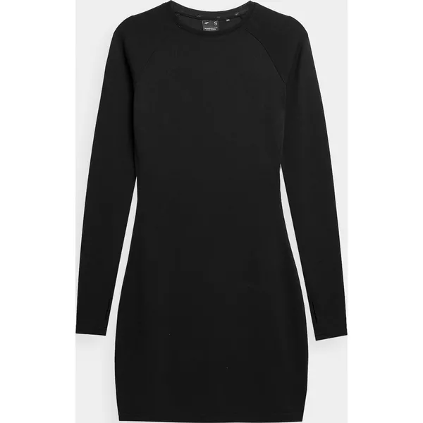 Sukienka ołówkowa damska. Czarne sukienki 4f, na co dzień, l, bez wzorów, z dzianiny, bez kołnierzyka, bez ramiączek, dopasowane. Za 169.99 zł.