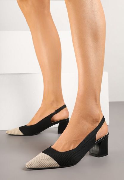 Czarne Sandały na Obcasie Bez Pięty Ozdobione Kontrastowym Noskiem Odivisa. Czarne sandały Born2be, bez wzorów, biznesowe, bez obcasa, na obcasie, bez zapięcia. Za 99.99 zł.