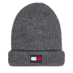 Czapka Tommy Jeans. Szare czapki zimowe Tommy Jeans, bez wzorów, z jeansu. Za 219.99 zł.