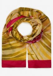 Żółty Bawełniany Szalik w Print Jellala. Czerwone szaliki i kominy Renee, bez wzorów, z bawełny, boho. Za 29.99 zł.