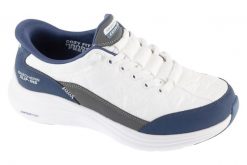Buty sportowe Sneakersy damskie, Slip-ins: Contour Foam - Cozy Fit. Białe buty treningowe Skechers, bez wzorów, z materiału, przed kostkę, bez zapięcia, trekkingowe. Za 399.99 zł.