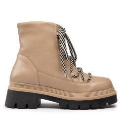 Trzewiki Simple. Brązowe botki Simple, bez wzorów, bez obcasa, na płaskiej podeszwie, bez zapięcia. Za 299.99 zł.