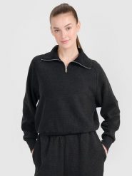 4F Bluza dresowa oversize nierozpinana bez kaptura damska - czarna M. Czarne bluzy bez kaptura 4f, m, bez wzorów, z bawełny, bez kaptura. W wyprzedaży za 99.99 zł.