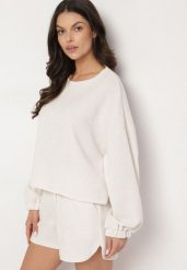 Jasnobeżowy Dzianinowy Komplet Bluza i Szorty Novanisa. Brązowe bluzy Born2be, na lato, bez wzorów, z dzianiny, bez kaptura. W wyprzedaży za 127.49 zł.