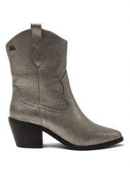 Lazamani Skórzane botki w kolorze srebrnym rozmiar: 39. Szare botki Lazamani, bez wzorów, eleganckie, bez obcasa, bez zapięcia. Za 248.58 zł.