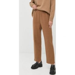 Max Mara Leisure spodnie z domieszką wełny damskie kolor brązowy proste high waist. Brązowe spodnie materiałowe Max Mara Leisure, bez wzorów, z dzianiny, z podwyższonym stanem. W wyprzedaży za 589.99 zł.