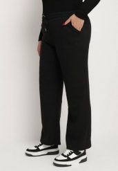 Czarne Spodnie o Szerokim Kroju i Sznurkiem w Pasie Esarwenna. Czarne jeansy Born2be, xl, bez wzorów, z jeansu, eleganckie. W wyprzedaży za 42.49 zł.