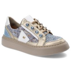 Niebieskie Sneakersy Maciejka Stylowe Obuwie Damskie. Brązowe buty treningowe Maciejka, bez wzorów, ze skóry, bez zapięcia, trekkingowe. Za 449.00 zł.