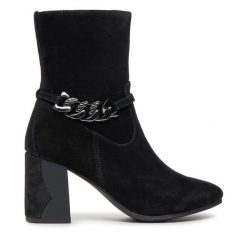 Botki Caprice. Czarne botki Caprice, bez wzorów, bez obcasa, na słupku, bez zapięcia. Za 279.99 zł.